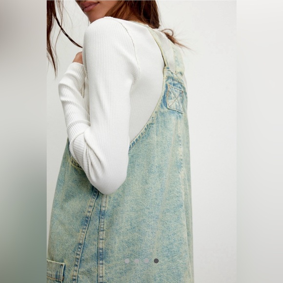 NWT FREE PEOPLE WE THE FREE Overall Smock Mini Top In Oceanic MSRP $98 - Picture 3 of 10